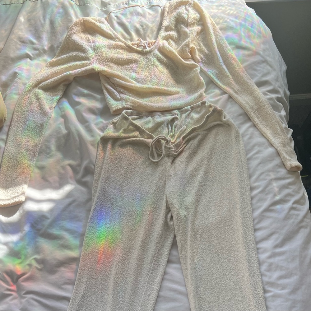 White Fuzzy PJ Set